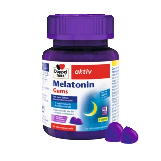 Abbildung der Produktverpackung Doppelherz aktiv Melatonin Gums Frontansicht